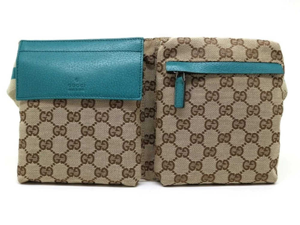 Gucci Bag Waist Crossbody Bum GG Canvas Beige Cream Emerald